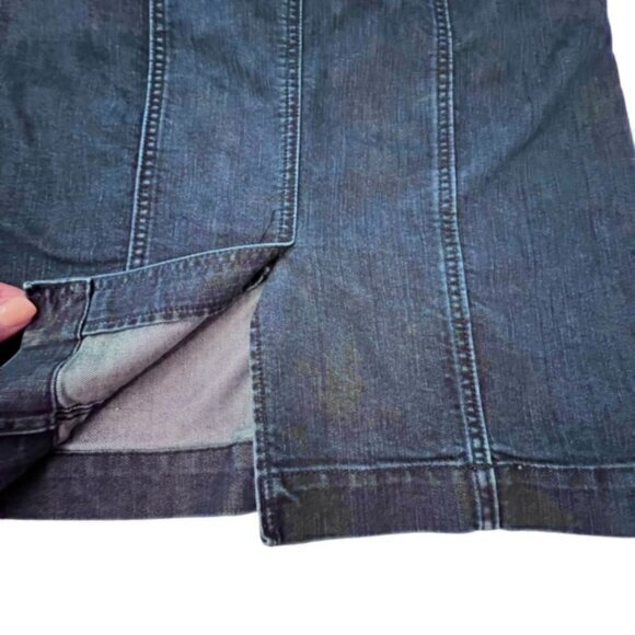 BANANA REPUBLIC Denim Pencil Skirt Dark Blue Stretch Back Slit 90’s Y2K Size 4 - Picture 4 of 8